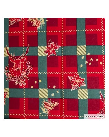  POPLIN  REINDEER SQUARES XMAS