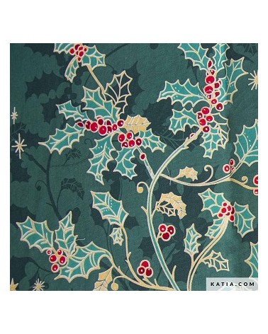 POPLIN HOLLY GREEN XMAS